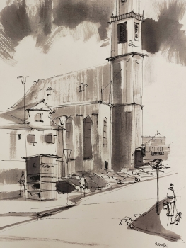 Tugomir Huberger, Church Ink drawing