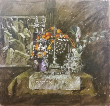 Becker Roland, Still life with Hanukkia