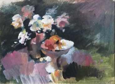 Becker Roland, Früchteschale mit Blumen