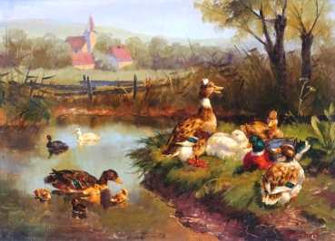 Josef Hofbauer, Enten am Teich