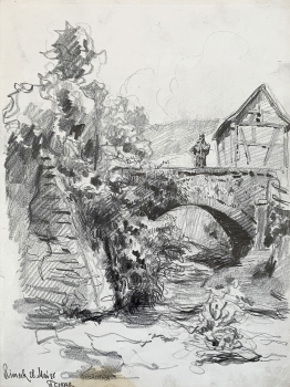 Julius Schrag, River landscape with bridge