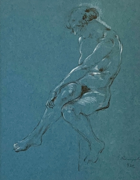 Eberhard Riegele, Lady nude on blue background
