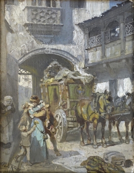 Paul Ritter, Hochzeitspaar vor Kutsche im kleinen Rathaushof (Nürnberg)