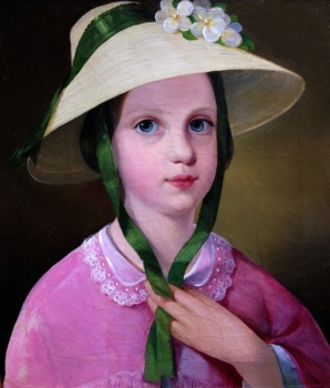 Biedermeier Maler, Mädchen mit Strohhut