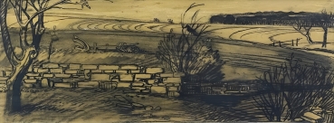 Schiestl Rudolf, Landschaft mit Mauer