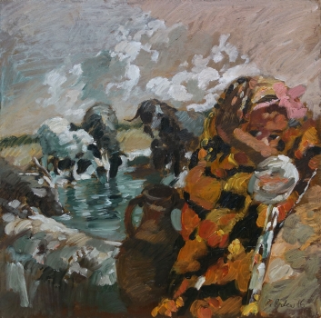 Becker Roland, cows and child