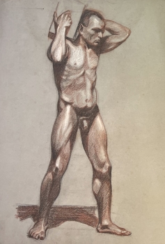 Karl Seubert, stehender Männerakt