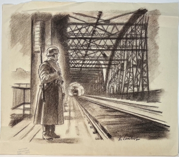 Karl Seubert, Soldier on a railroad bridge