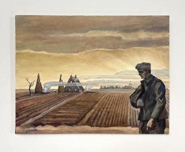 Karl Seubert, Kriegsheimkehr vor zerstörter Dorflandschaft