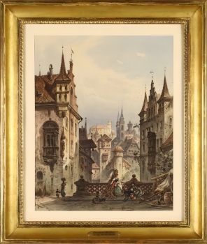 Friedrich Perlberg, View of Nuremberg Castle and St. Sebald's Church