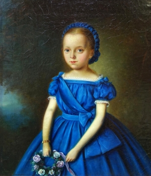 Biedermeier painter, Girl in a Blue Robe