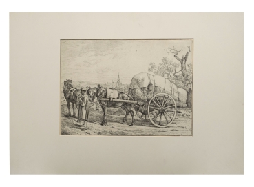 Johann Adam Klein, Sächsisches Fuhrwerk im Mittelgrund Fürth, im Hintergrund Nürnberg