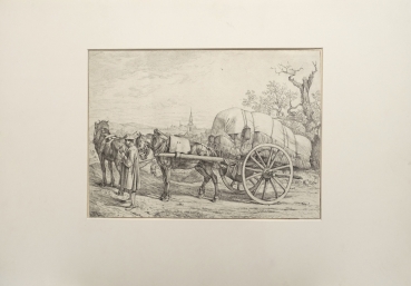Johann Adam Klein, Sächsisches Fuhrwerk im Mittelgrund Fürth, im Hintergrund Nürnberg