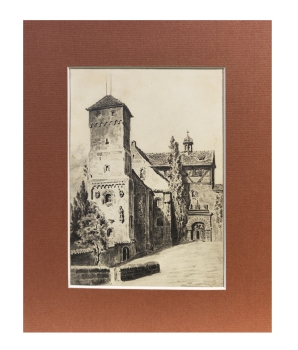 Preview: Eduard Schotte, Outer courtyard with Heiden tower - Nuremberg Castle