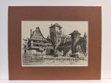 Preview: Eduard Schotte, Weinstadel mit Wasserturm und Henkersteg Nürnberg