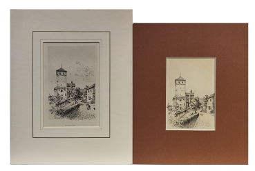 Preview: Eduard Schotte, Nürnberg, Vorhof der Burg mit Heidenturm