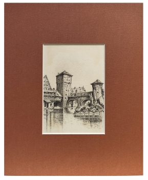 Preview: Eduard Schotte, Nürnberg, Weinstadel mit Wasserturm und Henkersteg