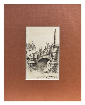 Preview: Eduard Schotte, Nürnberg, Karlsbrücke mit Holz Toilette