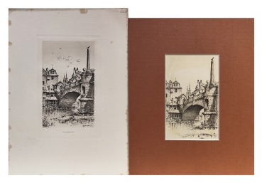 Preview: Eduard Schotte, Nürnberg, Karlsbrücke mit Holz Toilette