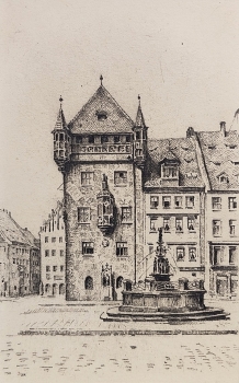 Eduard Schotte, Nürnberg, Tugendbrunnen mit Nassauer Haus