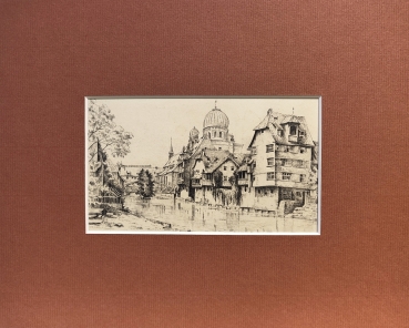 Preview: Eduard Schotte, Nürnberg, Pegnitzpartie mit Synagoge