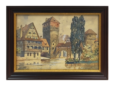 Preview: Eduard Schotte, Nürnberg Weinstadel mit Wasserturm und Henkersteg