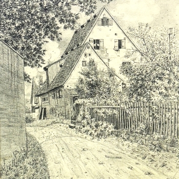 Ludwig Teichert, Gehöft Zeichnung