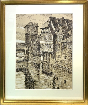 Preview: Unbekannter Künstler, Nürnberg - Henkersteg mit Bayreischem Hof