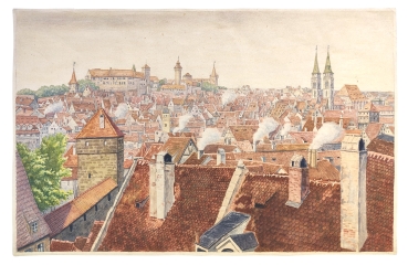 Preview: Ludwig Teichert, Nürnberger, Altstadt mit Burg - Blick vom Ludwigstorturm