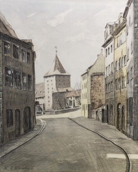 Dr. A. Koch, Nürnberg, Blick durch die Weißgerbergasse