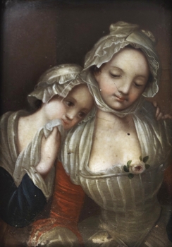 Preview: Attributed to Jean-Baptiste Augustin, Two Girls Miniature