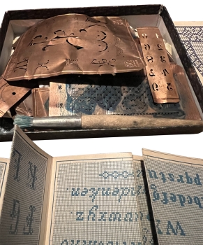 Box with copper foil letters for tracing