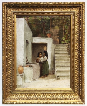 Danish painter, Two Italian girls fetching water on the island of Ischia