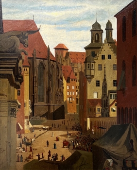 Johann Maar (zug.), Blick von der Fleischbrücke auf den Hauptmarkt Nürnberg