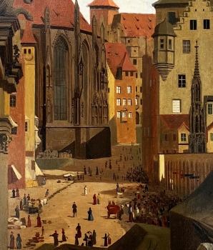 Johann Maar (zug.), Blick von der Fleischbrücke auf den Hauptmarkt Nürnberg