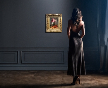 Preview: Carl Fleischmann, Blumenstillleben mit Kirschen 1919