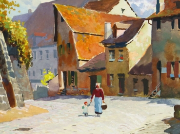 Preview: Franz Schmidt, Nürnberger Altstadtgasse an der Mauer