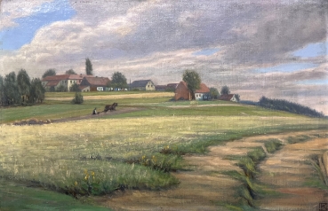 J.K., Landscape with Manor and Plowing Farmers