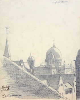 Georg Lämmermann, View of the synagogue in Nuremberg at Hans-Sachs-Platz