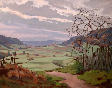 Kurt Mayer-Pfalz, Blick auf Dorf in der Fränkischen Schweiz