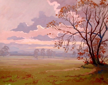 Kurt Mayer-Pfalz, Fränkische Landschaft im Abendrot