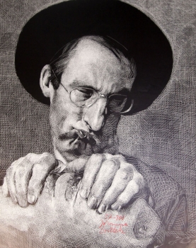 Johannes Grützke, Selbstportrait mit Brotlaib