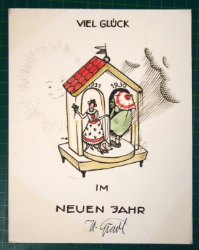 Hermann Gradl, Glückwunschkarte "Viel Glück im neuen Jahr 1931"