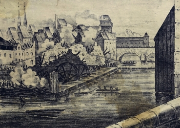 Unsigned, Ruin of the nail-bones w. Ahlenschmiedsmühle together with several houses