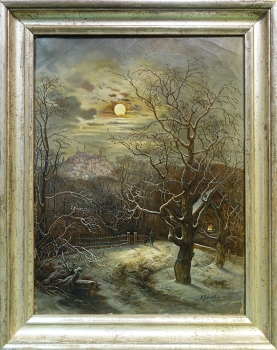 Preview: Gottfried Schuler, Winterpartie mit Blick auf Nürnberg von Süden