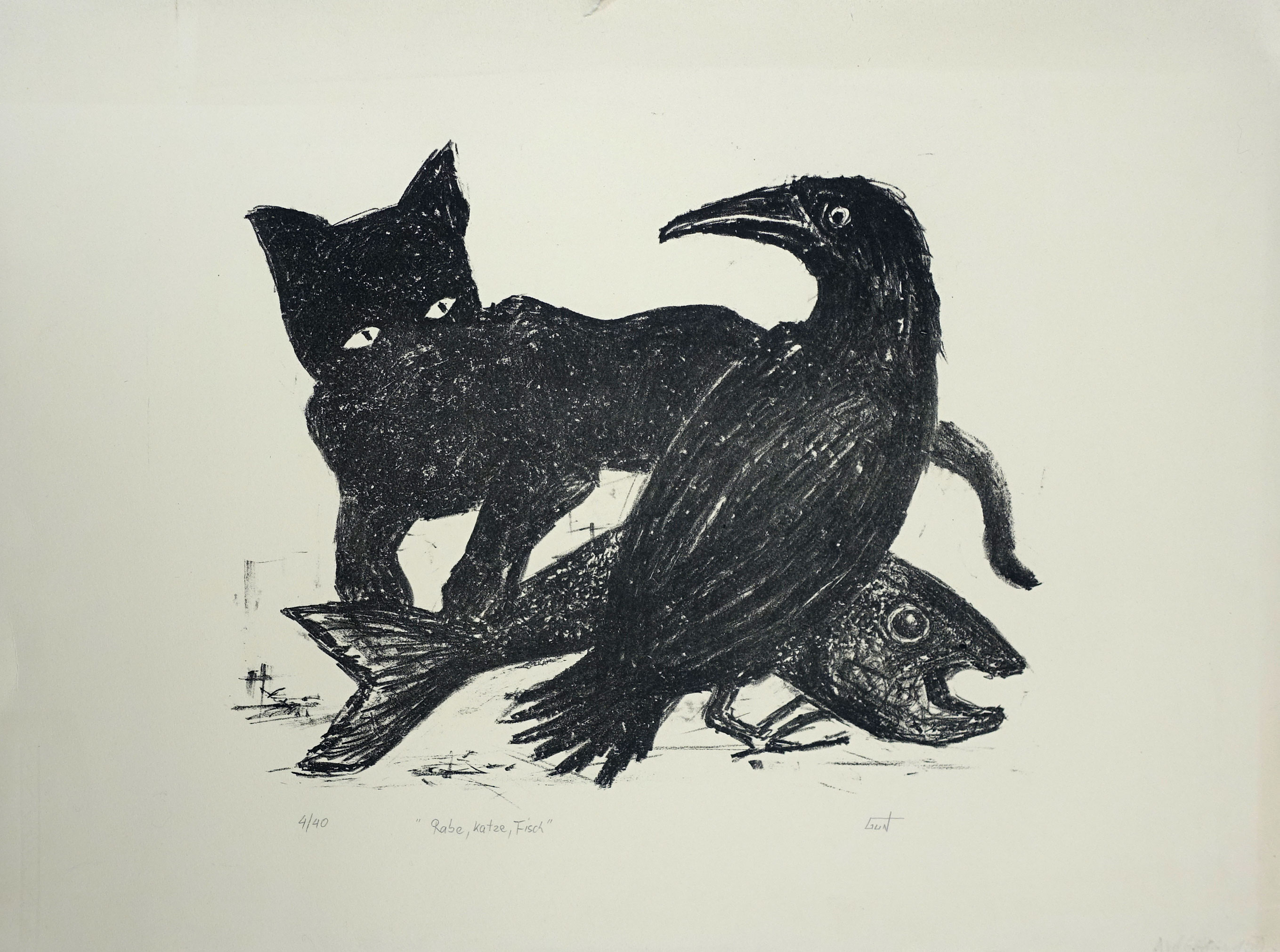 Galerie Jacobsa- Buy Art Online - Online Art Gallery - Gun, crow, cat, fish