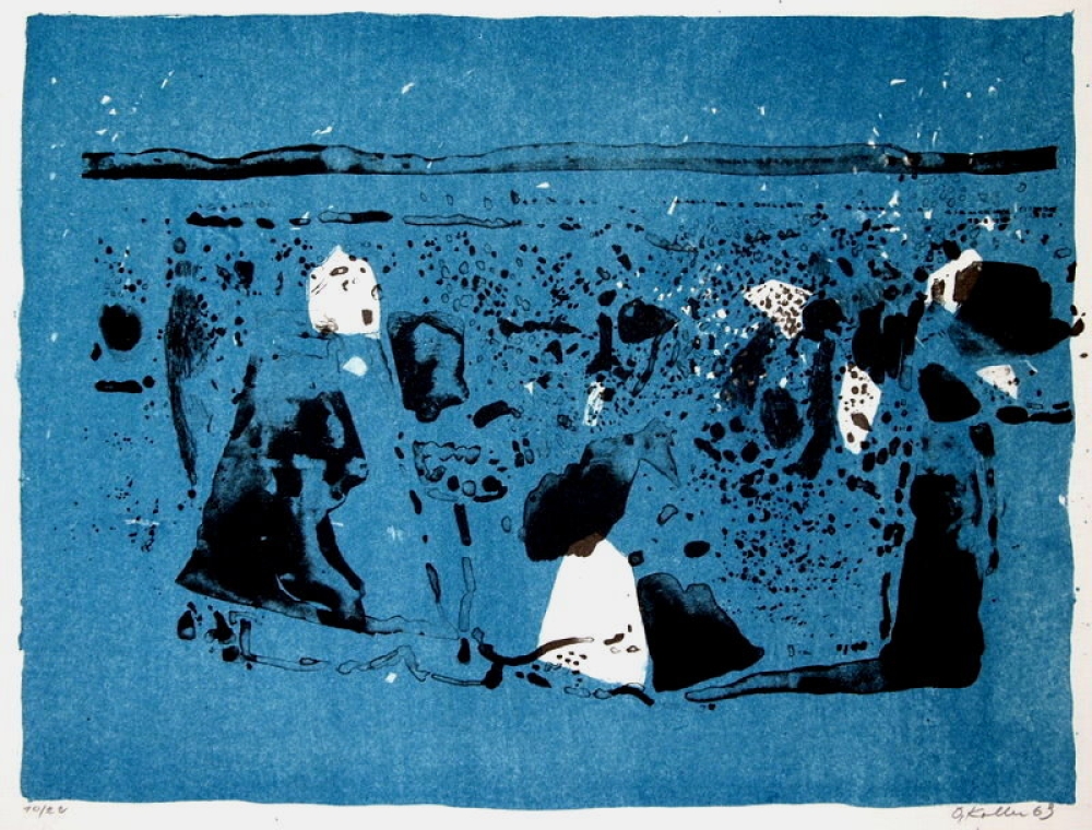 Oskar Koller (1925-2004), Abstract composition on a blue background, 1963