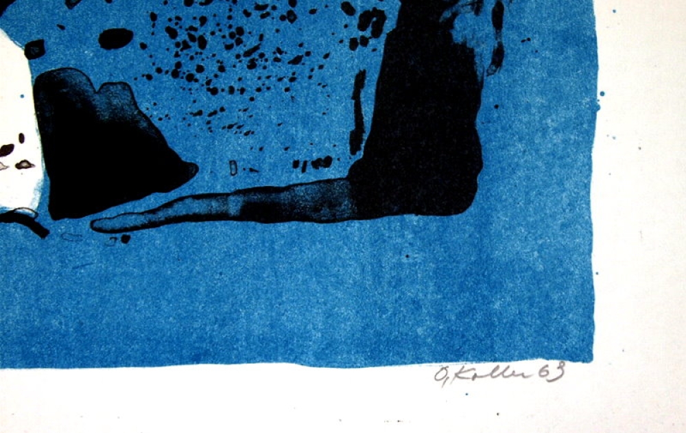 Oskar Koller (1925-2004), Abstract composition on a blue background, 1963