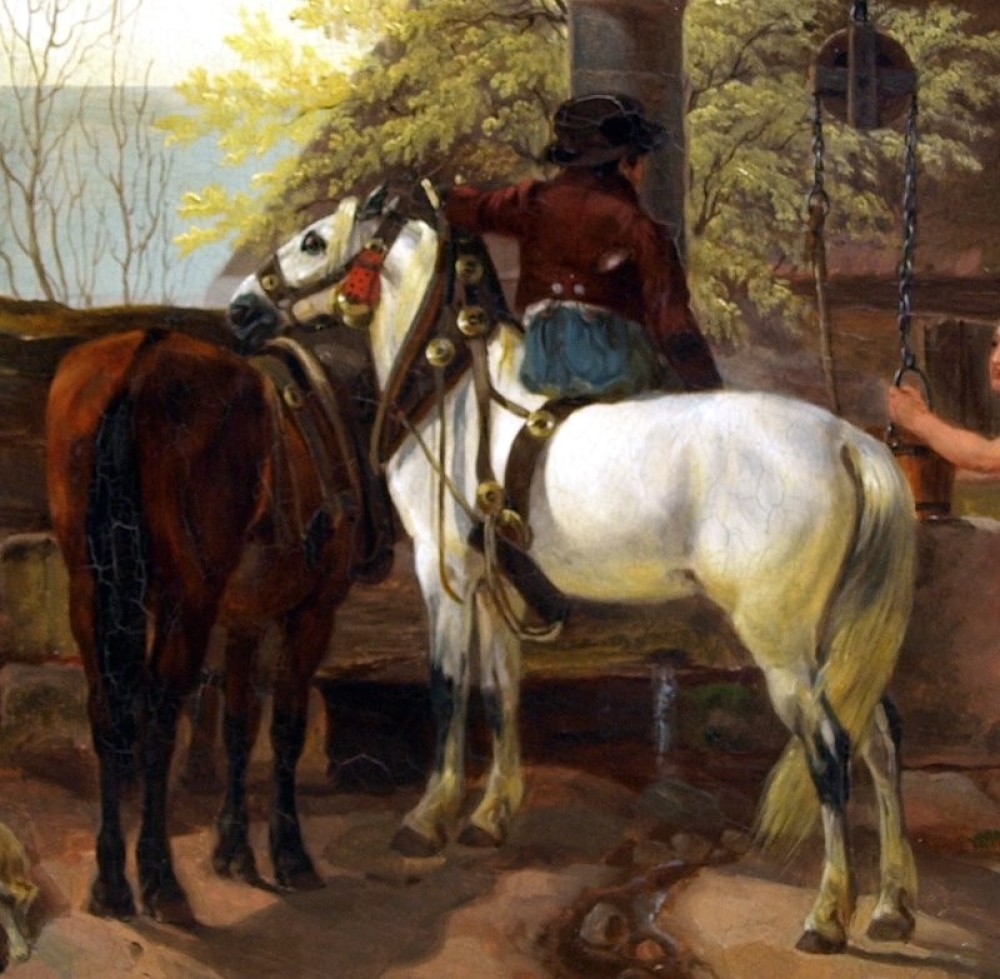 John K. Grammel (active ca. 1830), Farmers and horses at the village well