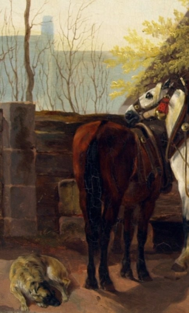 John K. Grammel (active ca. 1830), Farmers and horses at the village well